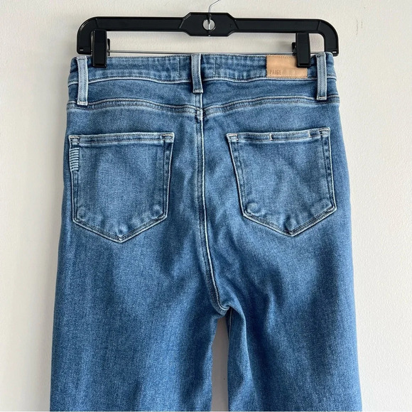 Paige Stella distressed high rise straight leg jeans denim blue 22092 - Picture 6 of 9